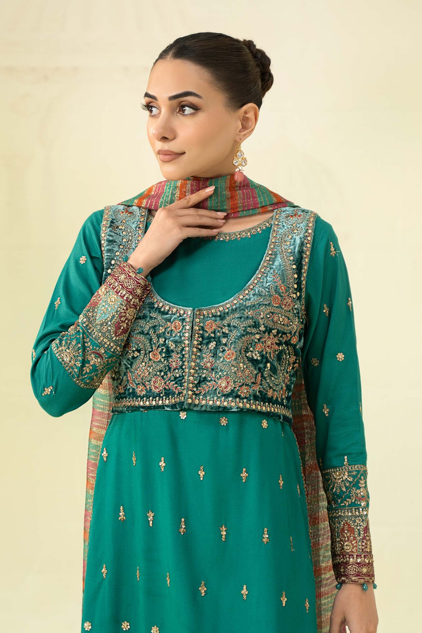 3 Piece Embroidered Linen Suit