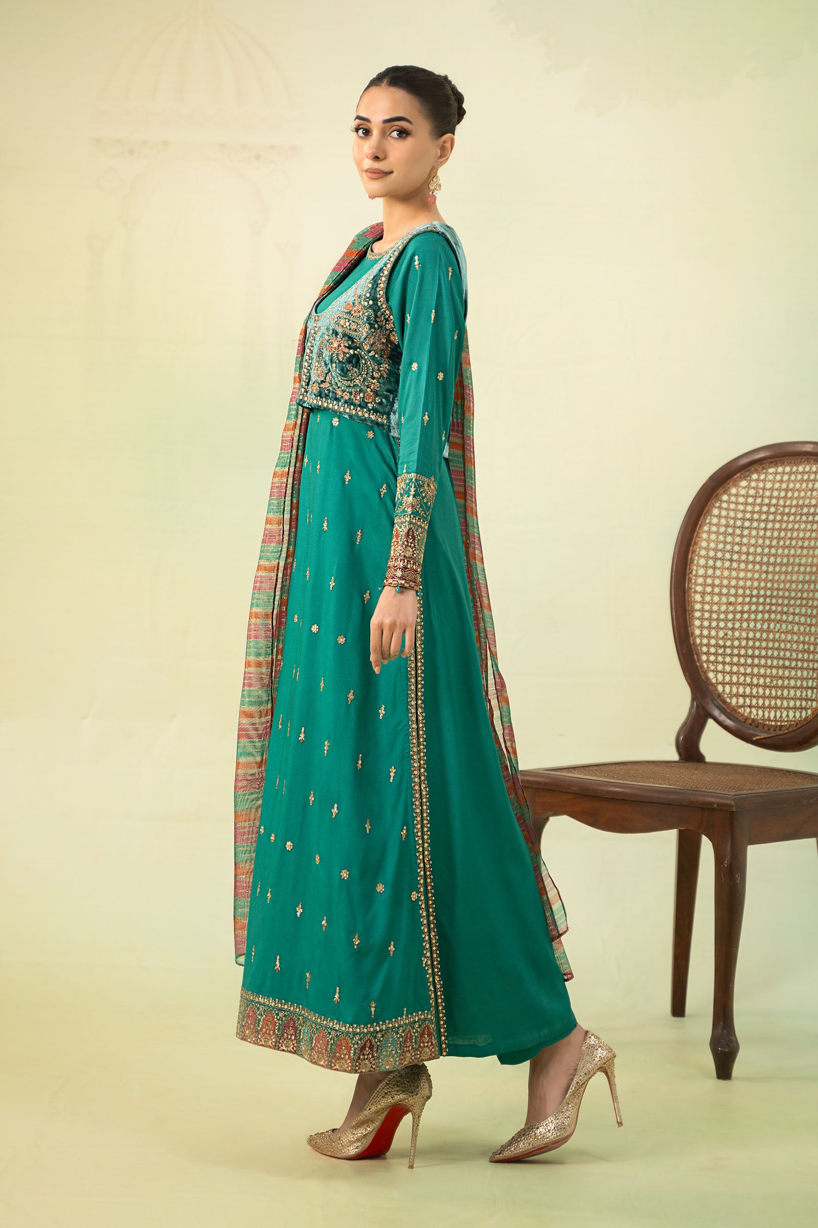 3 Piece Embroidered Linen Suit