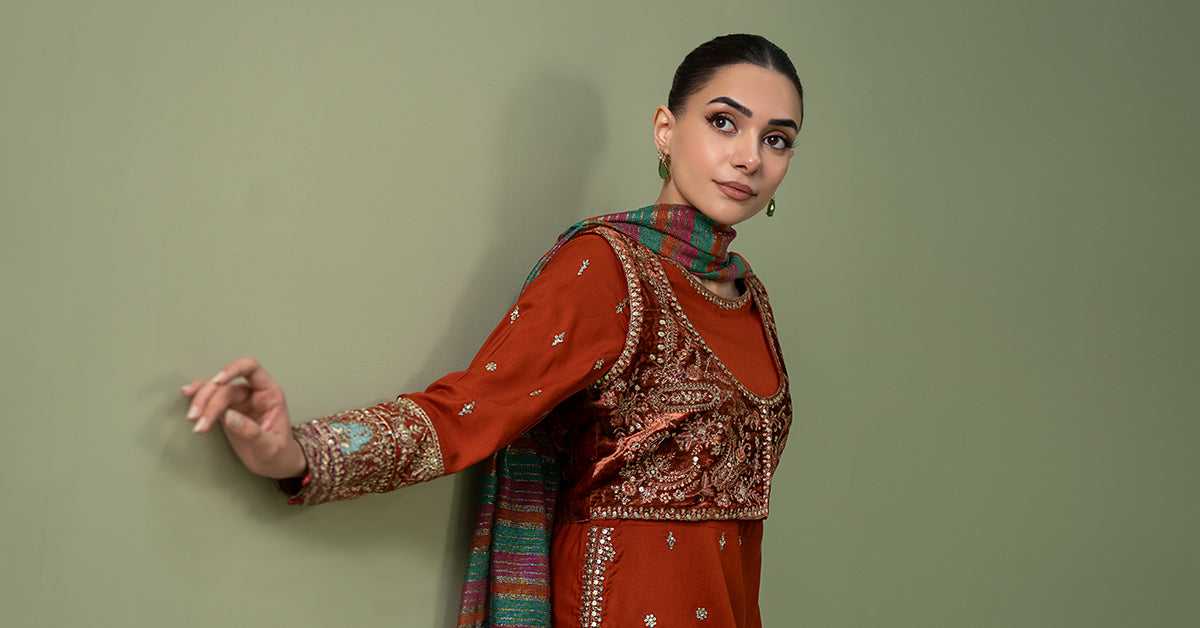 3 Piece Embroidered Linen Suit