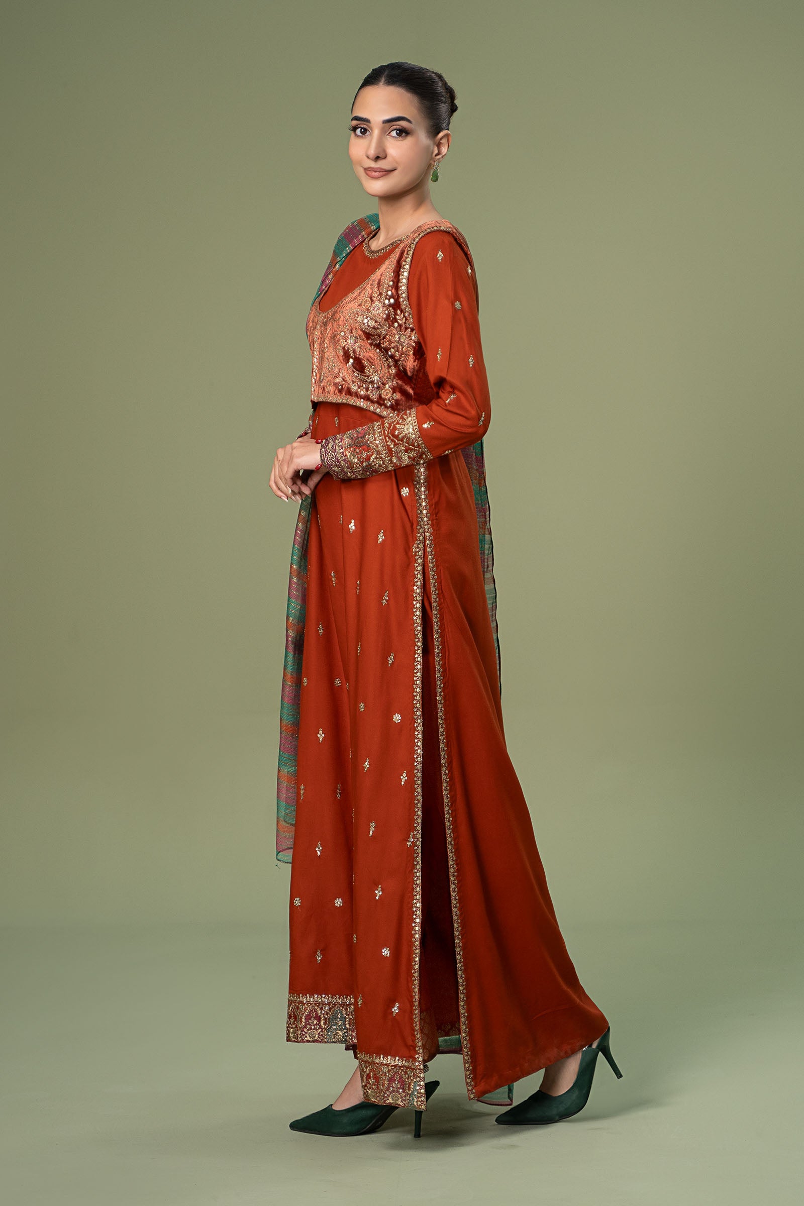 3 Piece Embroidered Linen Suit