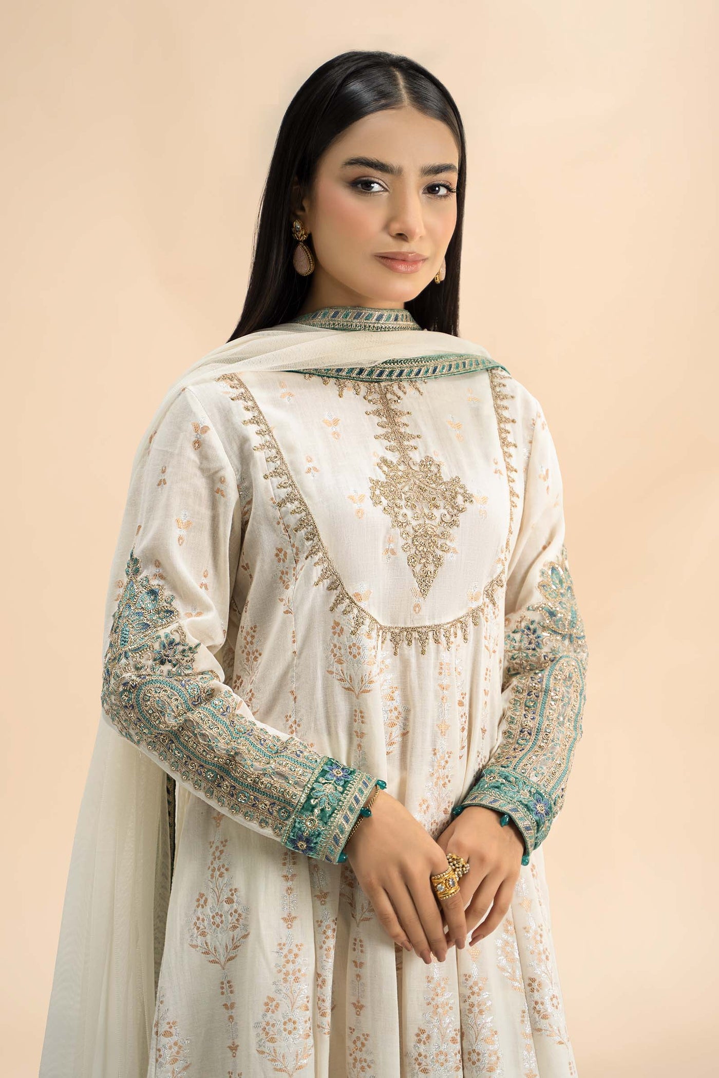 3 Piece Embroidered Jacquard Suit