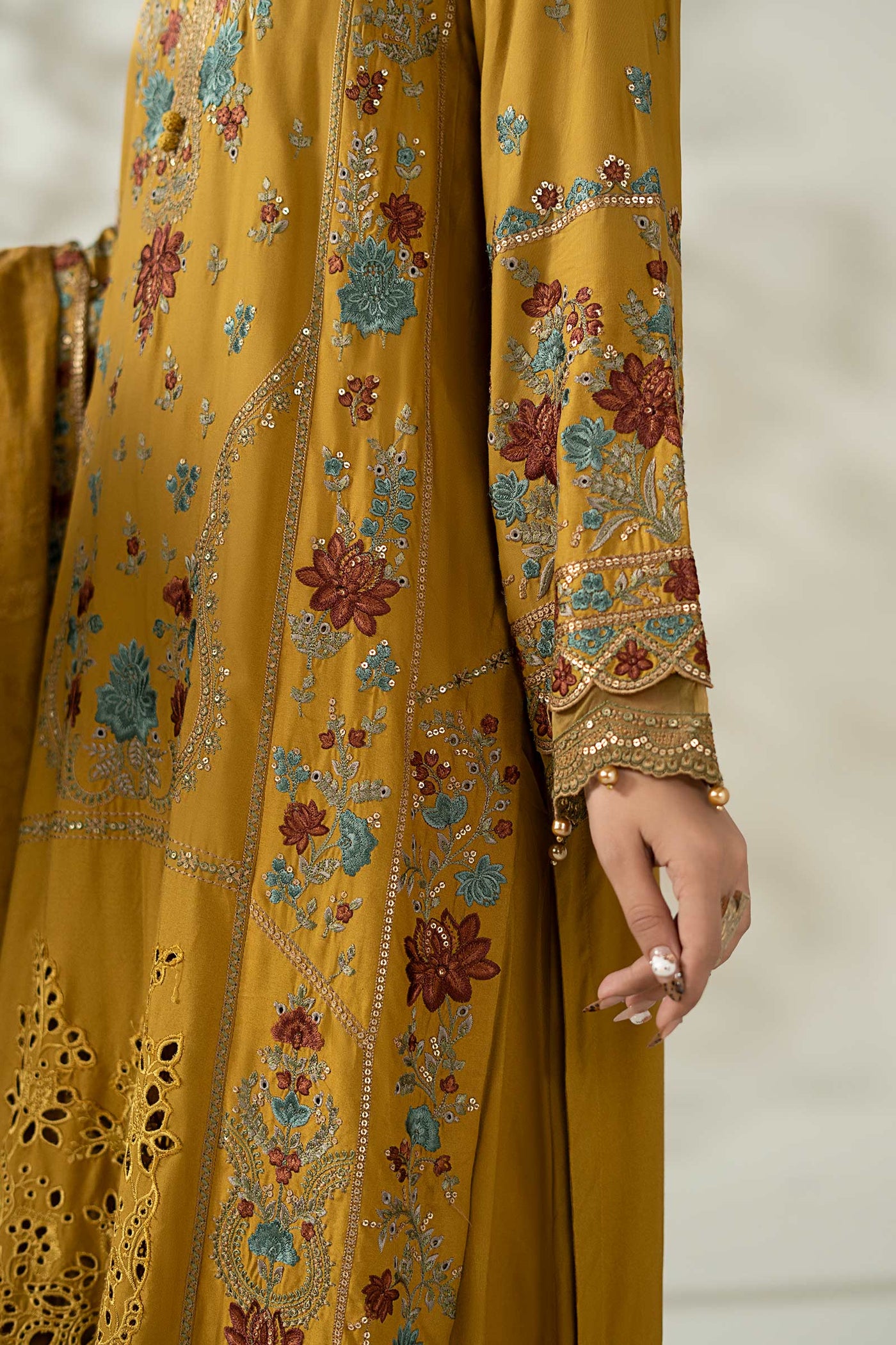3 Piece Embroidered Linen Suit
