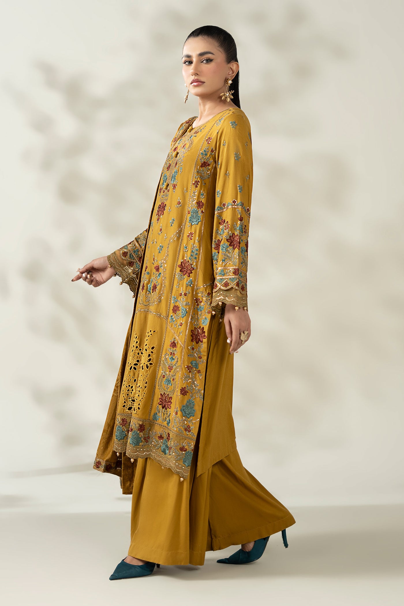 3 Piece Embroidered Linen Suit