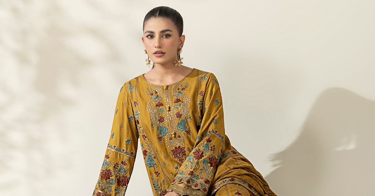 3 Piece Embroidered Linen Suit