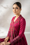 3 Piece Embroidered Staple Raw Silk Suit
