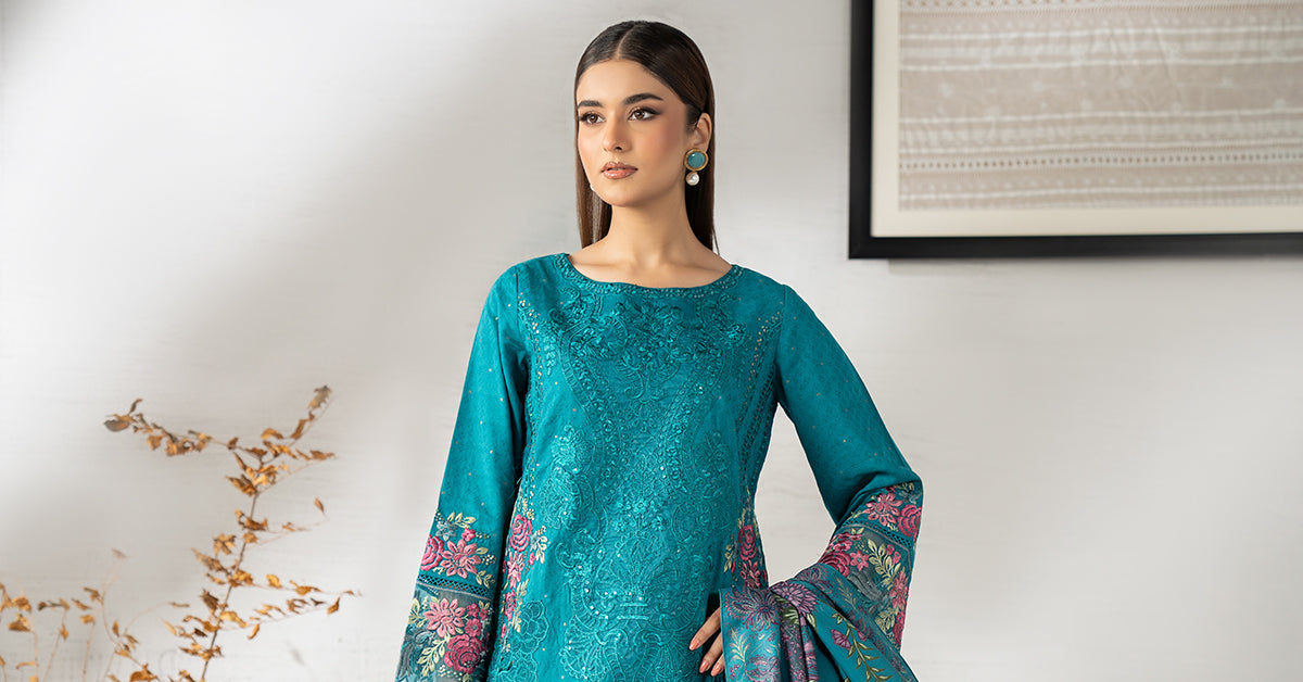 3 Piece Embroidered Viscose Suit