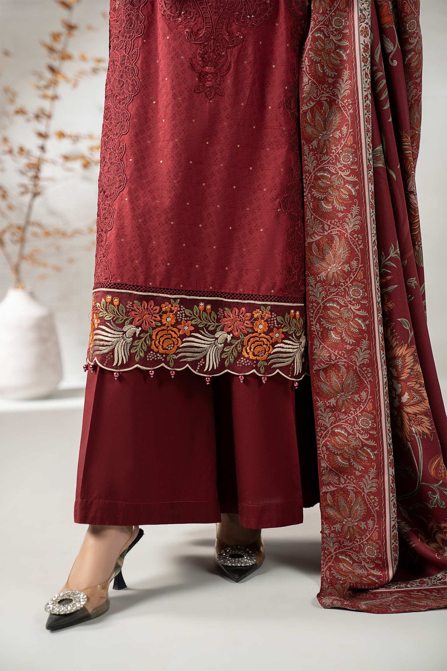 3 Piece Embroidered Viscose Suit