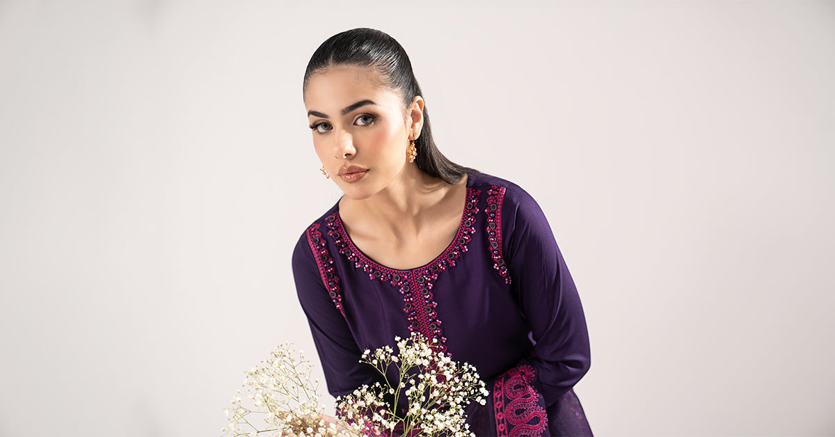 3 Piece Embroidered Linen Suit