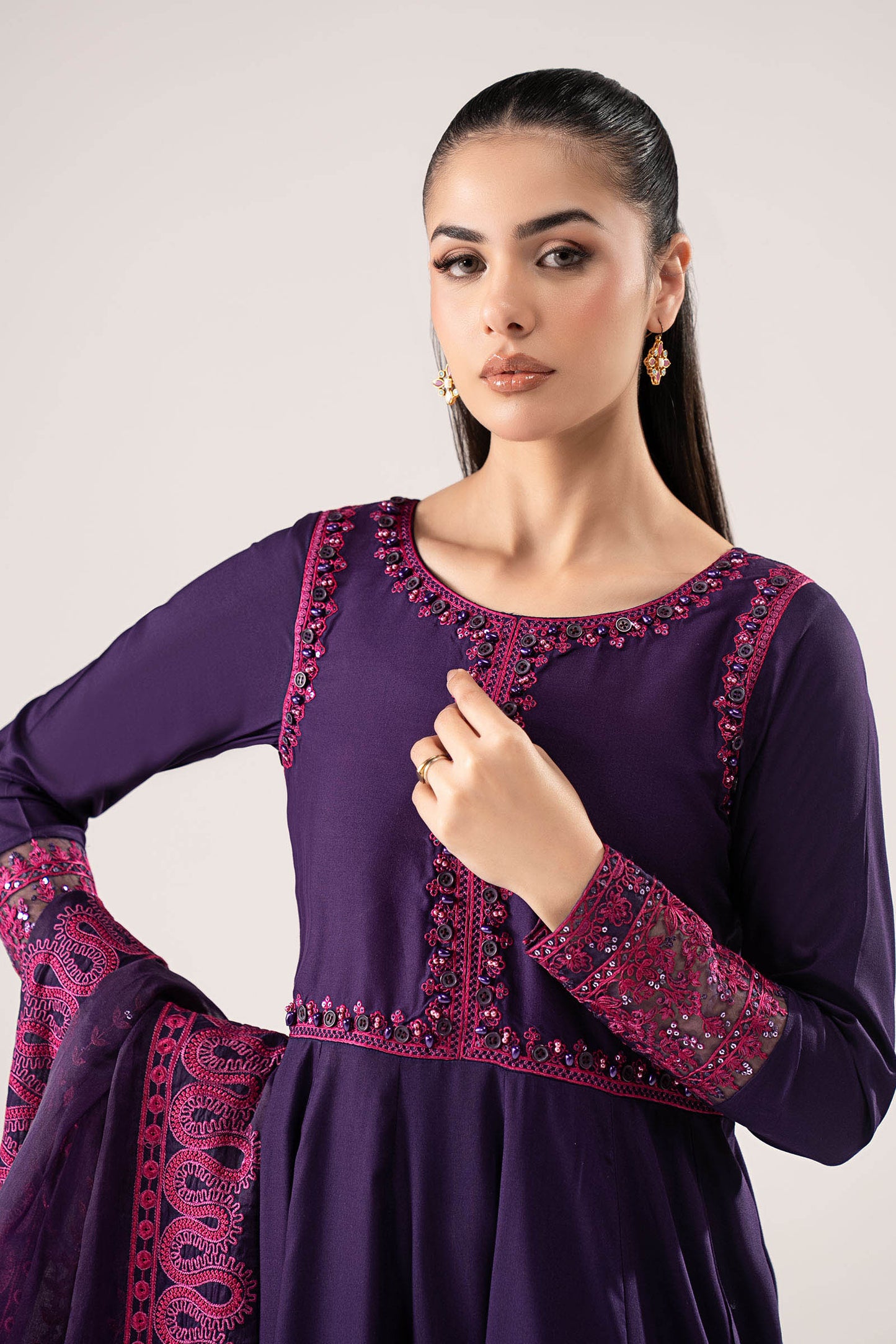 3 Piece Embroidered Linen Suit