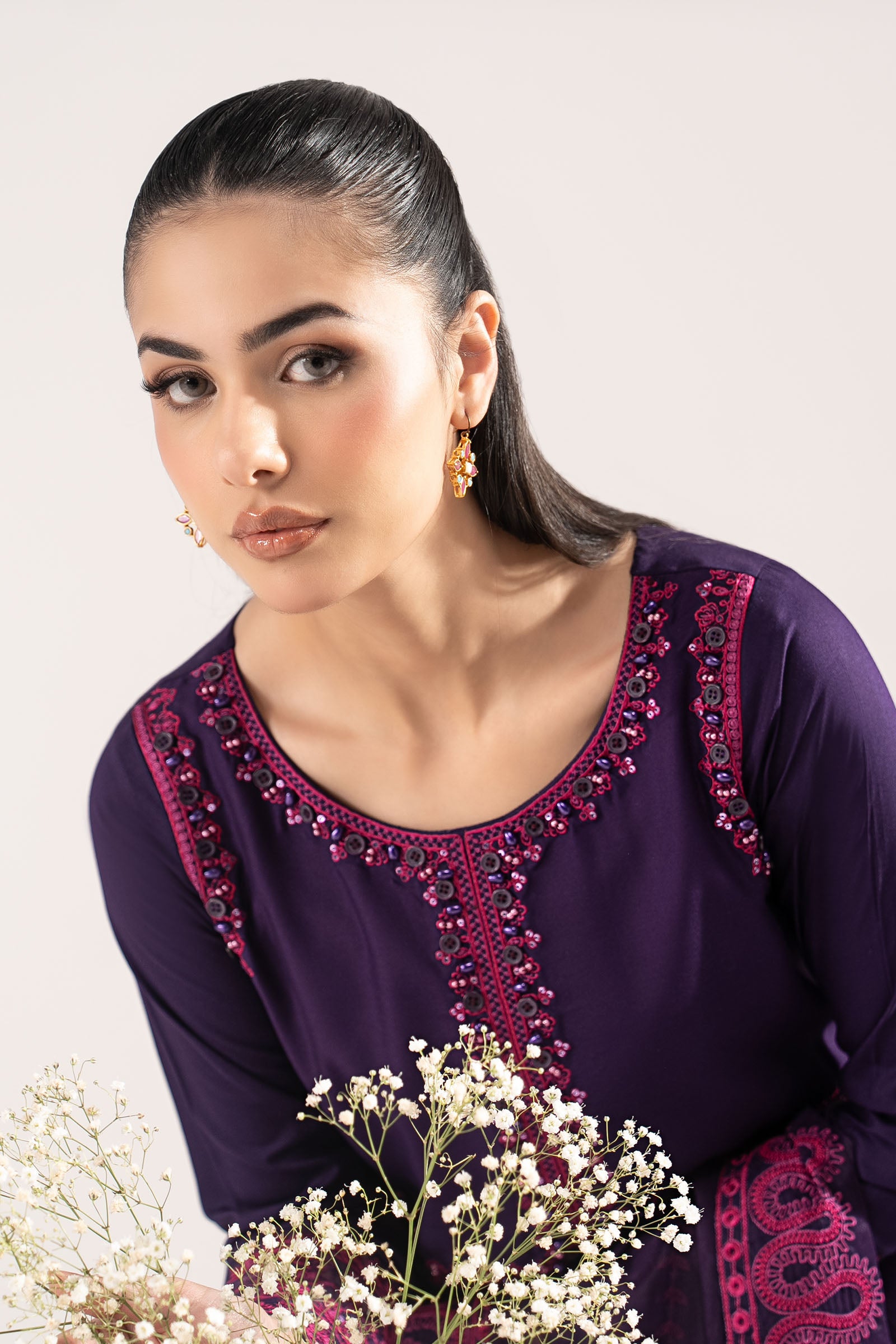 3 Piece Embroidered Linen Suit