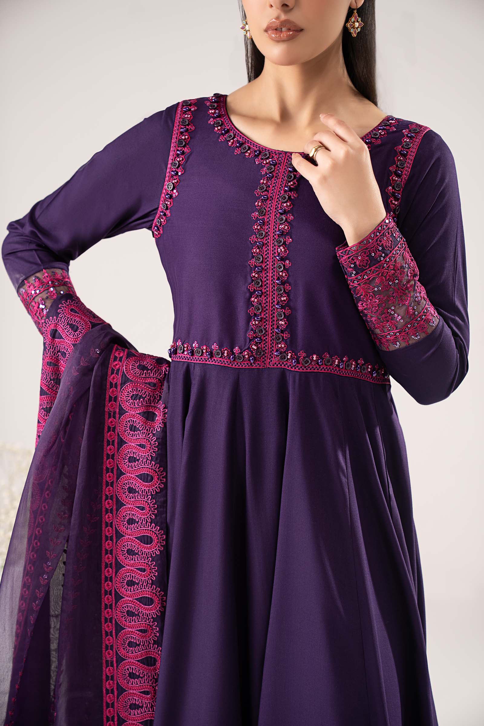 3 Piece Embroidered Linen Suit