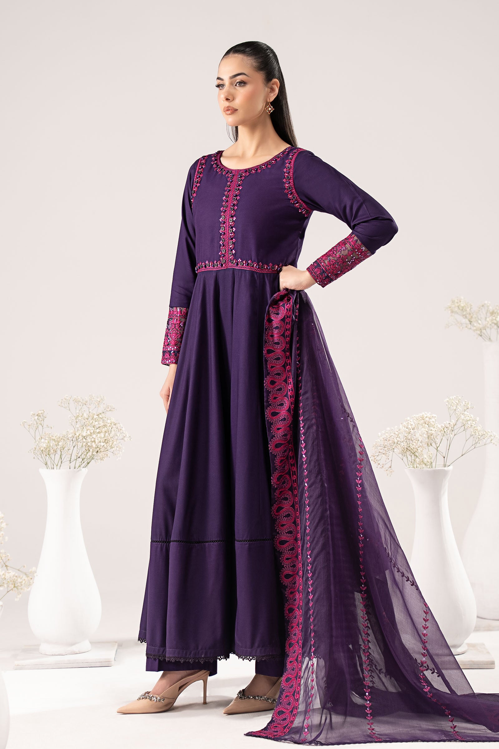 3 Piece Embroidered Linen Suit