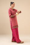 2 Piece Embroidered Raw Silk Suit