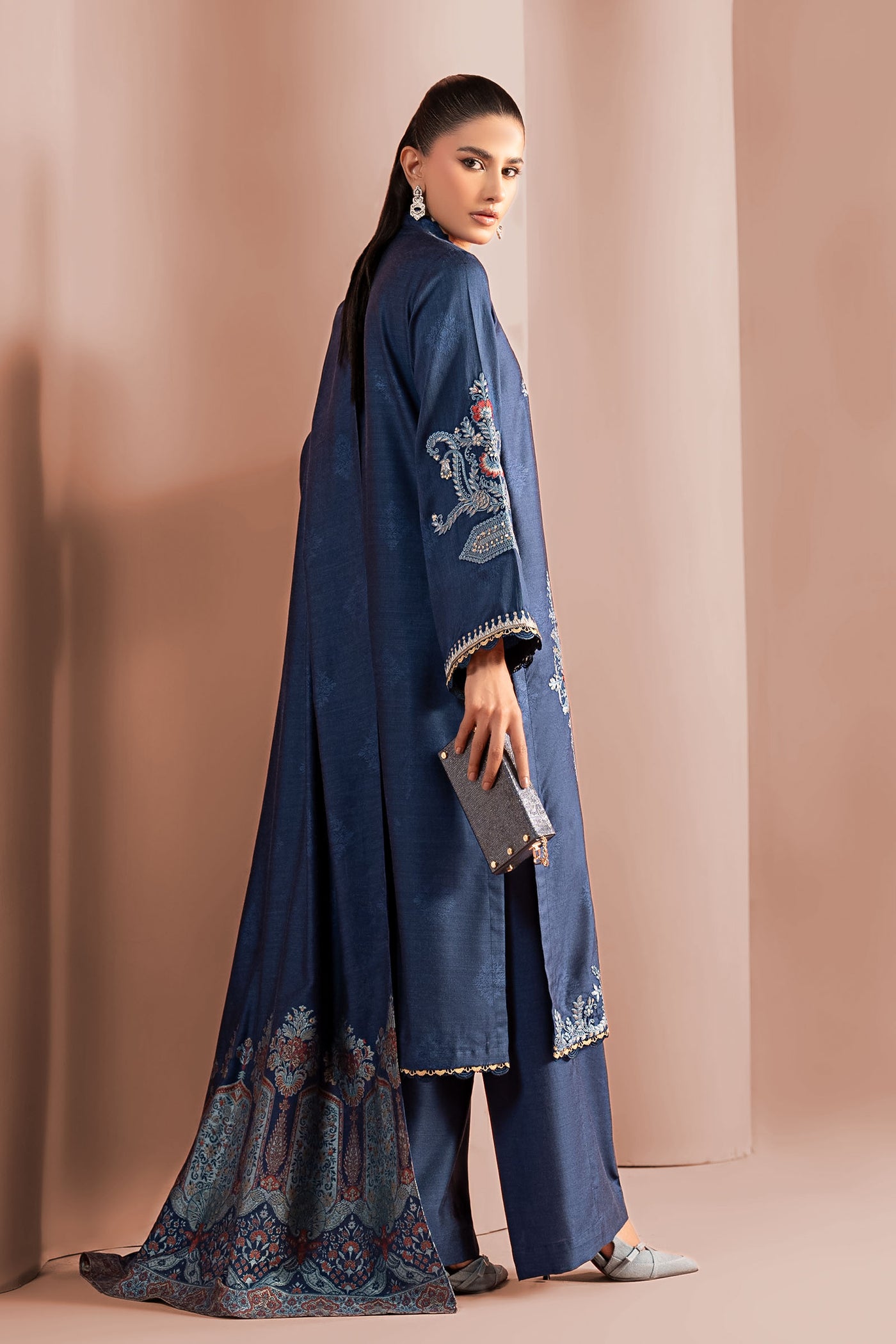 3 Piece Embroidered Jacquard Khaddar Suit