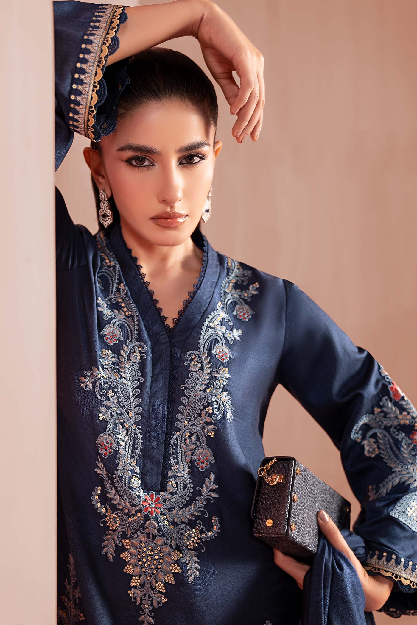 3 Piece Embroidered Jacquard Khaddar Suit