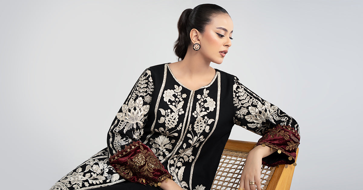 3 Piece Embroidered Cotton Dobby Suit