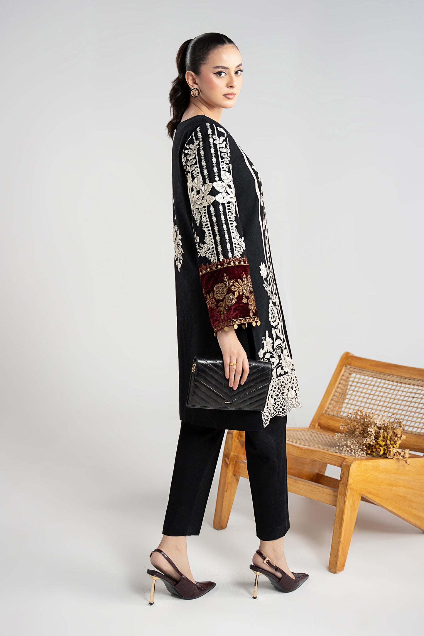 3 Piece Embroidered Cotton Dobby Suit