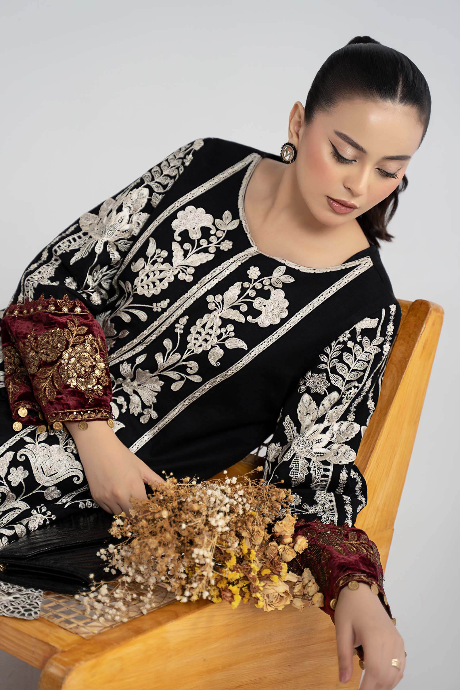 3 Piece Embroidered Cotton Dobby Suit