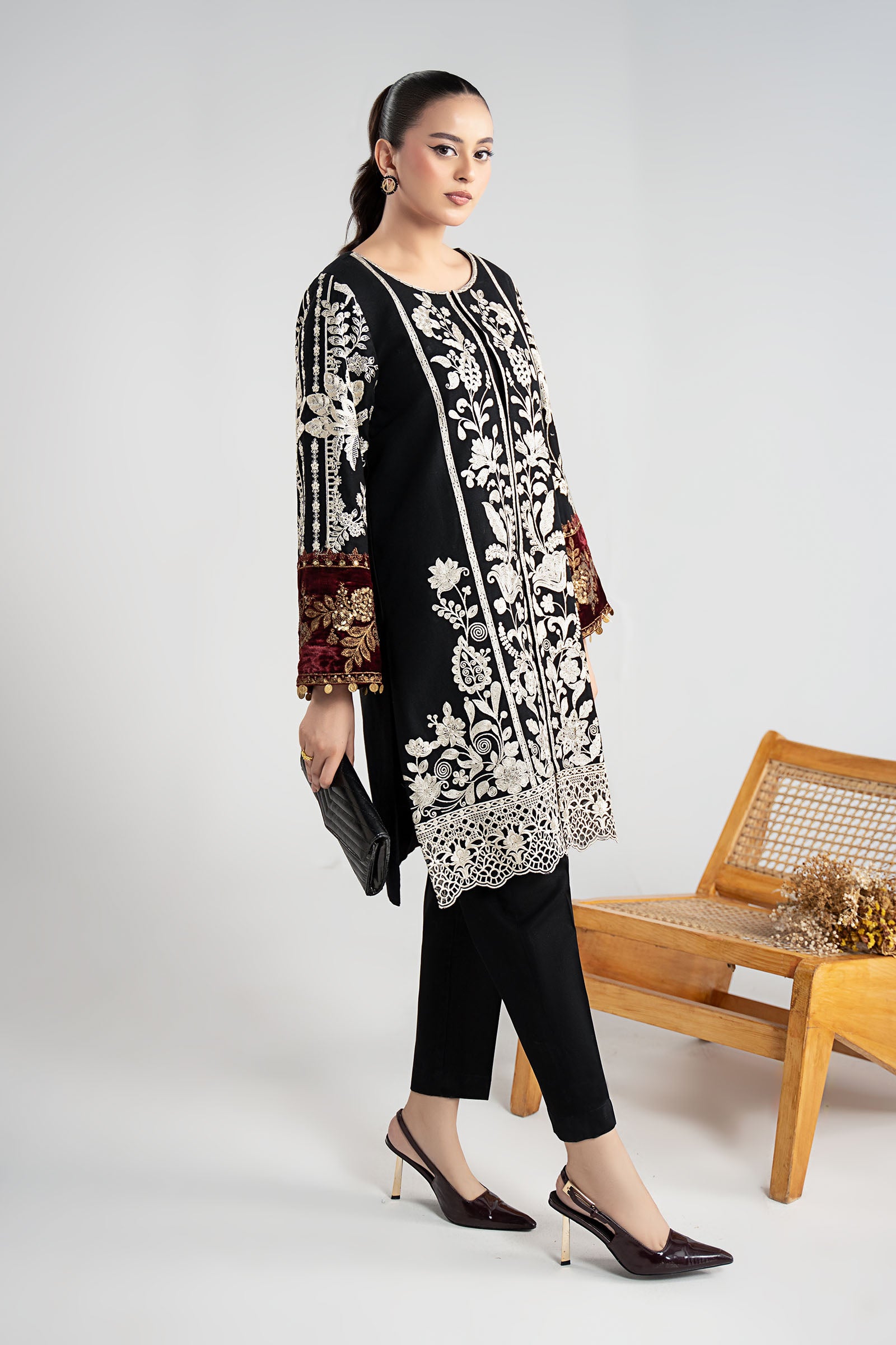 3 Piece Embroidered Cotton Dobby Suit