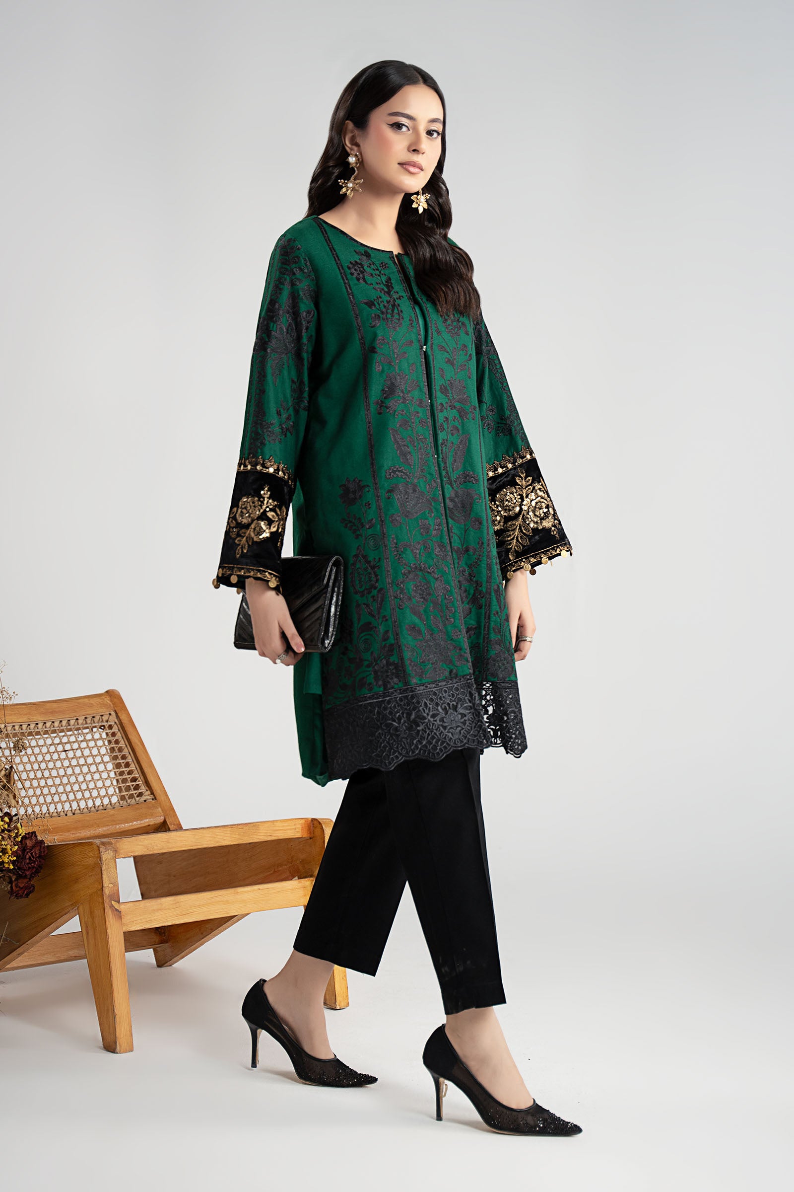 3 Piece Embroidered Cotton Dobby Suit