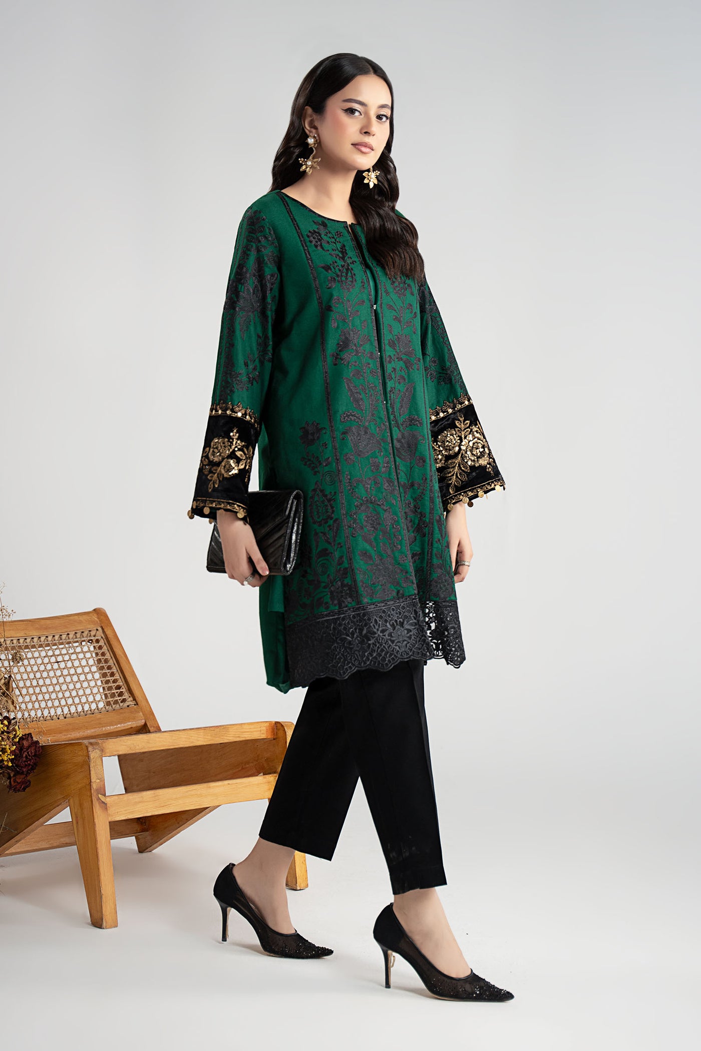 3 Piece Embroidered Cotton Dobby Suit