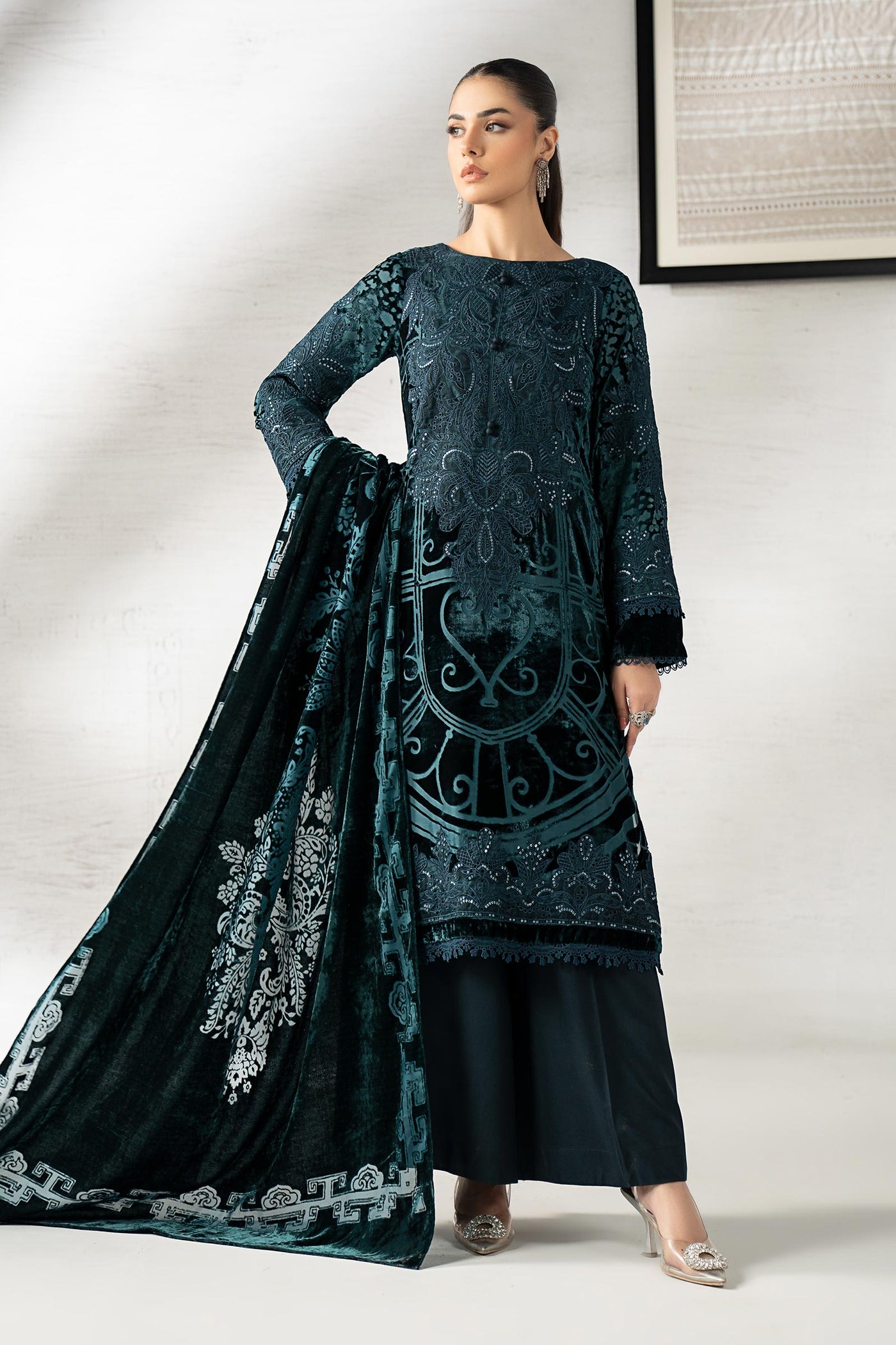 3 Piece Embroidered Palachi Suit