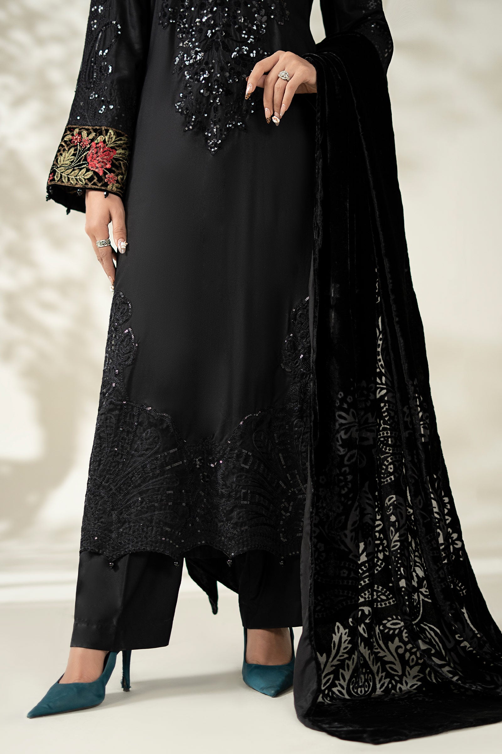 3 Piece Embroidered Linen Suit