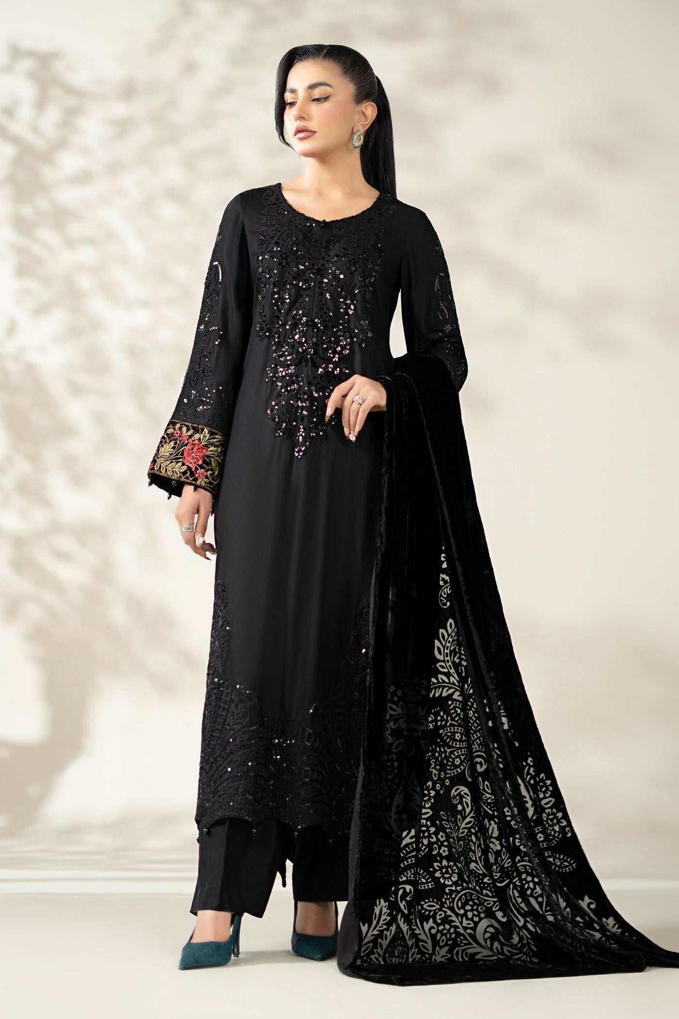 3 Piece Embroidered Linen Suit