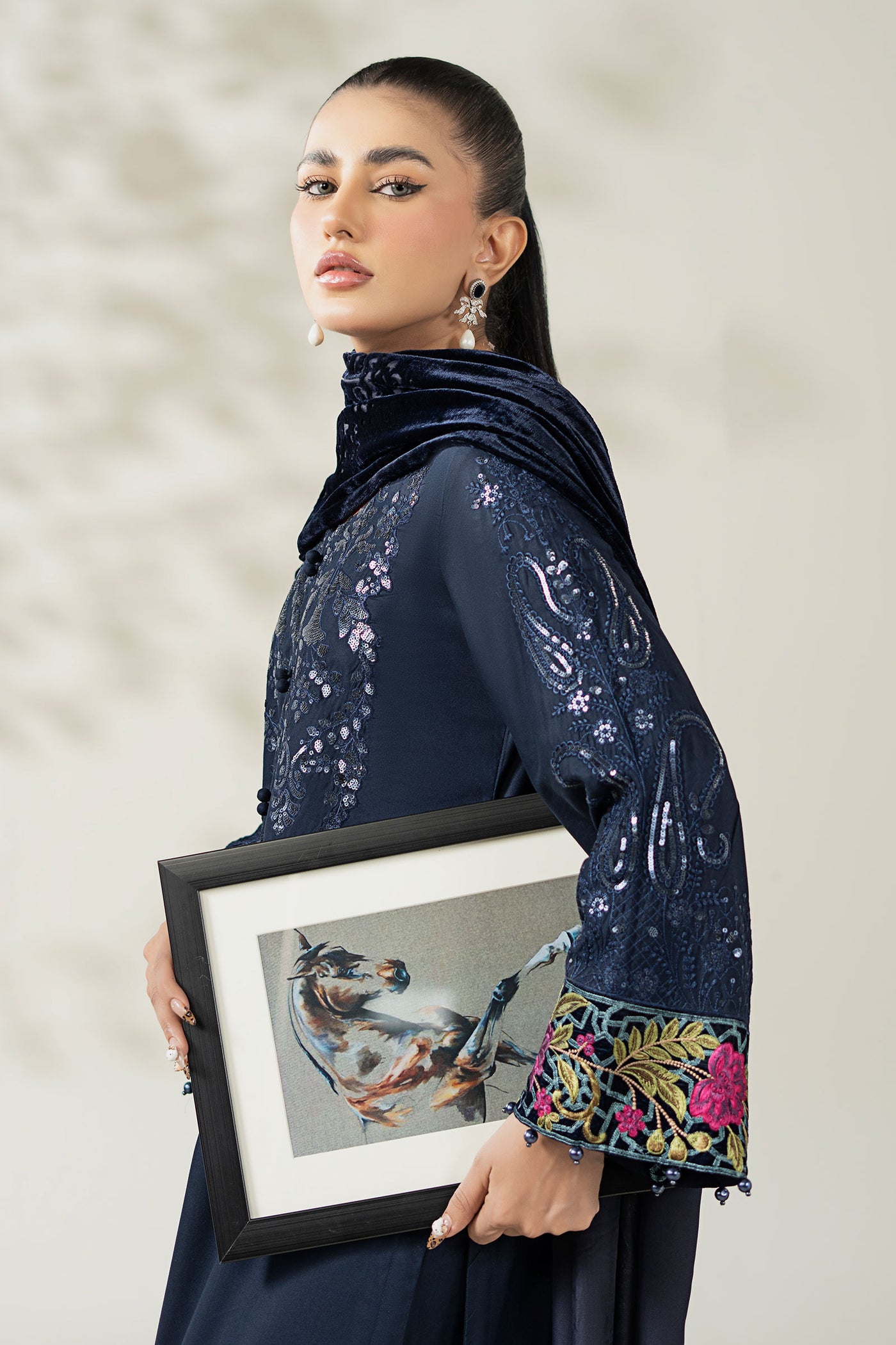 3 Piece Embroidered Linen Suit