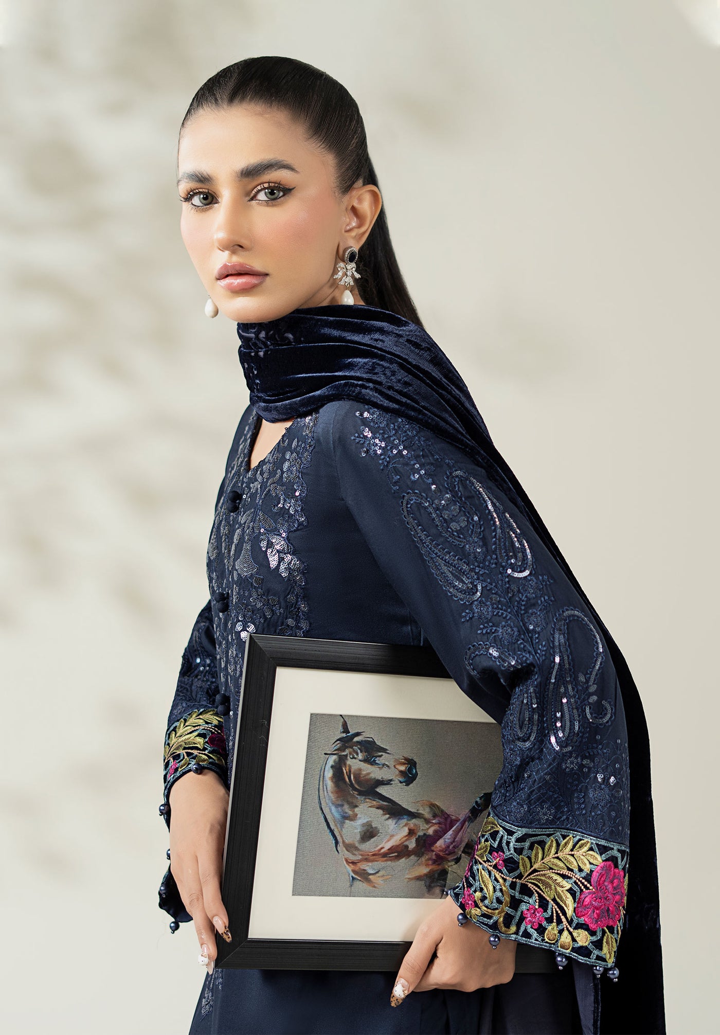 3 Piece Embroidered Linen Suit