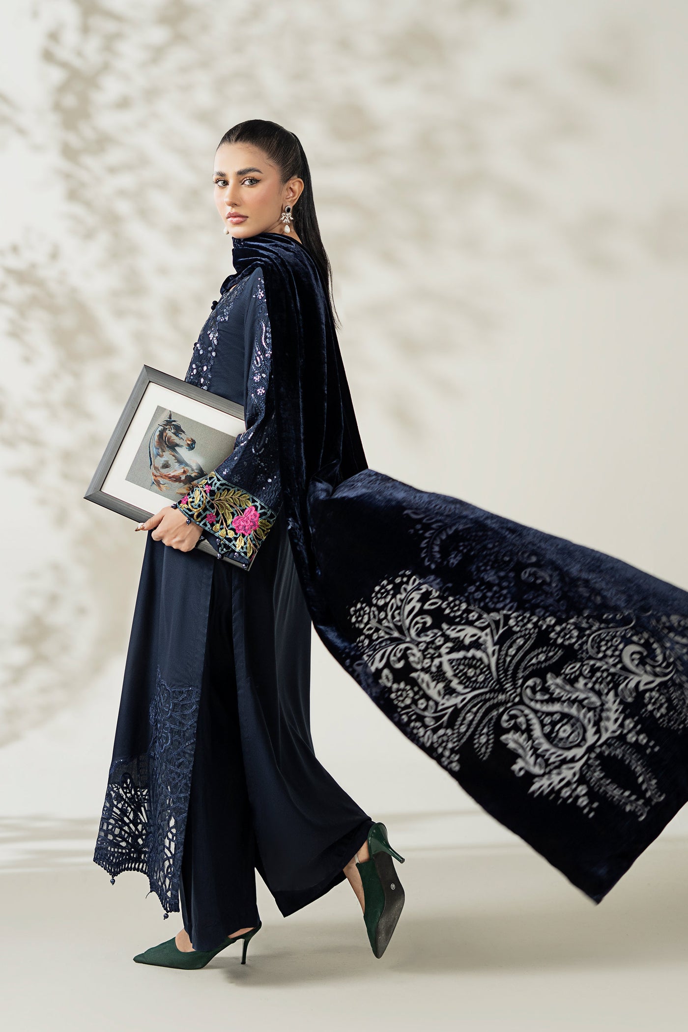 3 Piece Embroidered Linen Suit