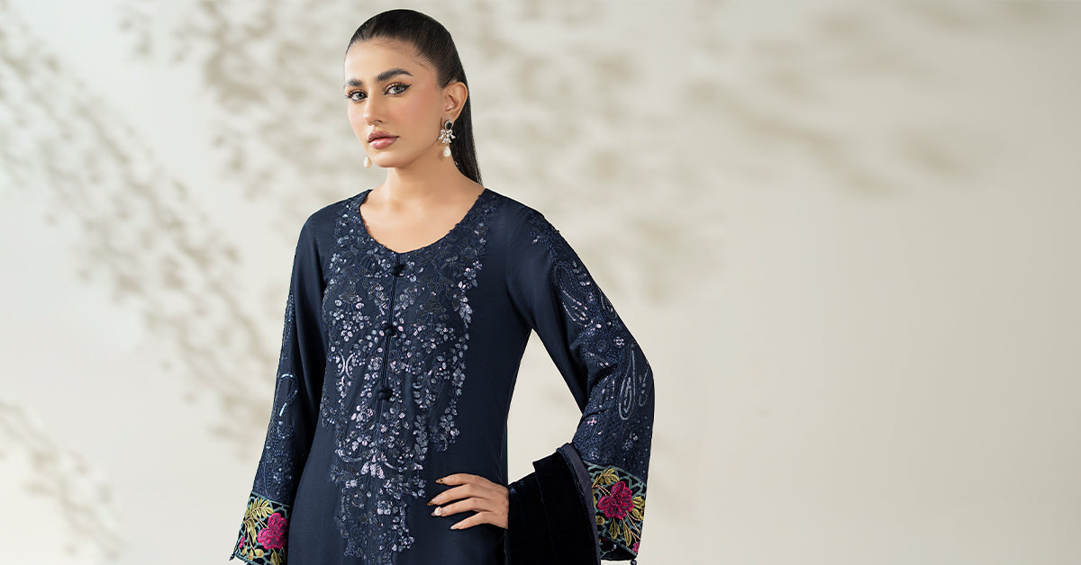 3 Piece Embroidered Linen Suit