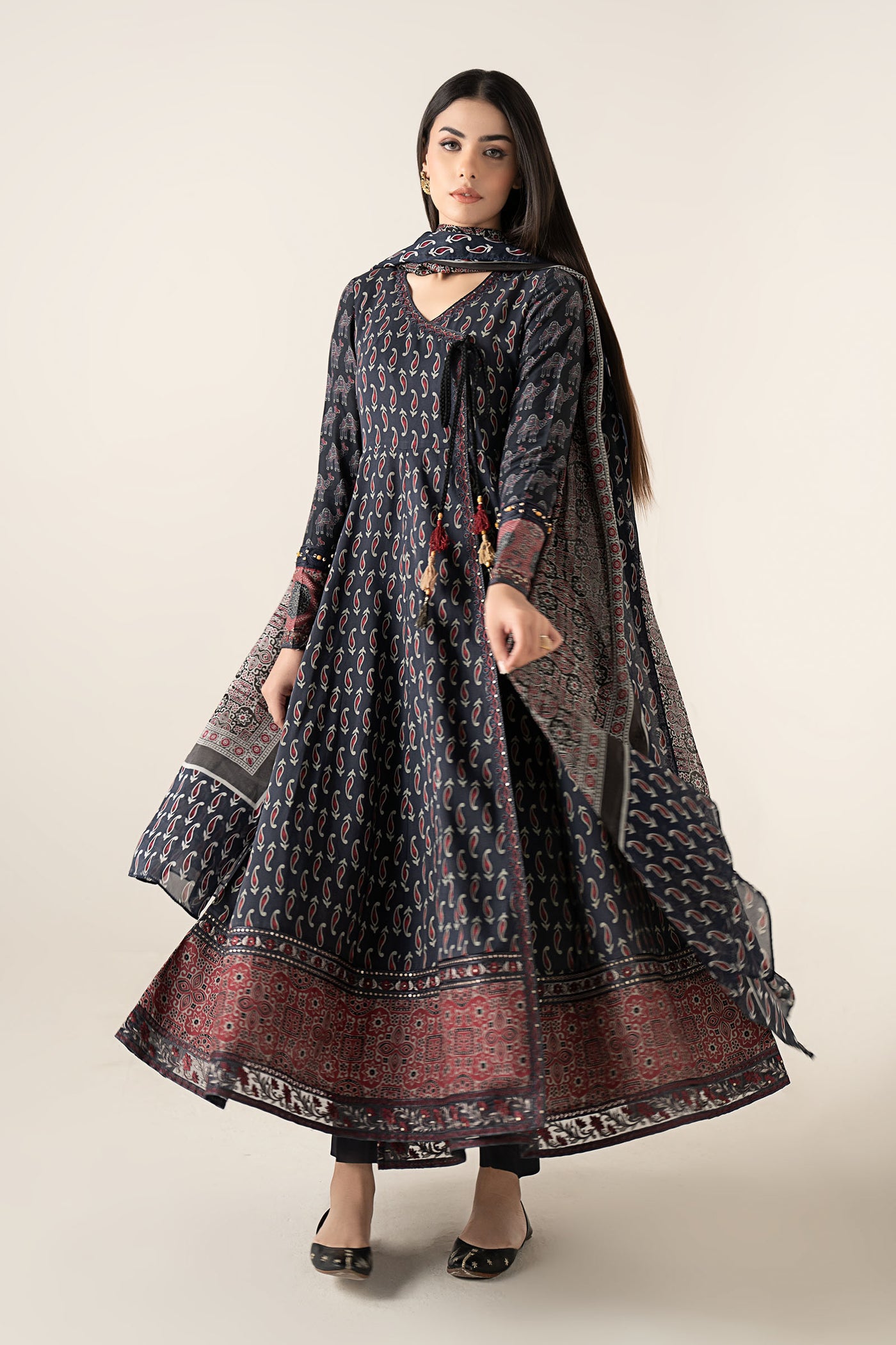 3 Piece Embroidered Linen Suit