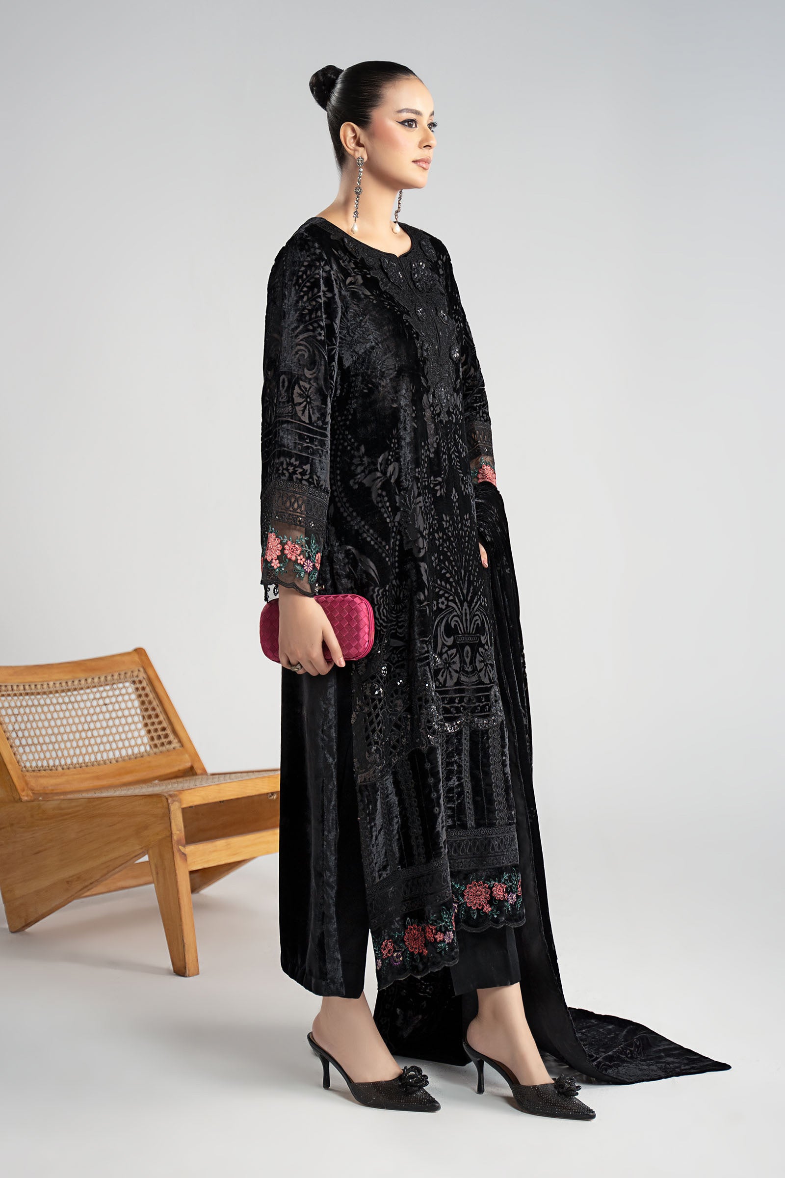 3 Piece Embroidered Palachi Suit