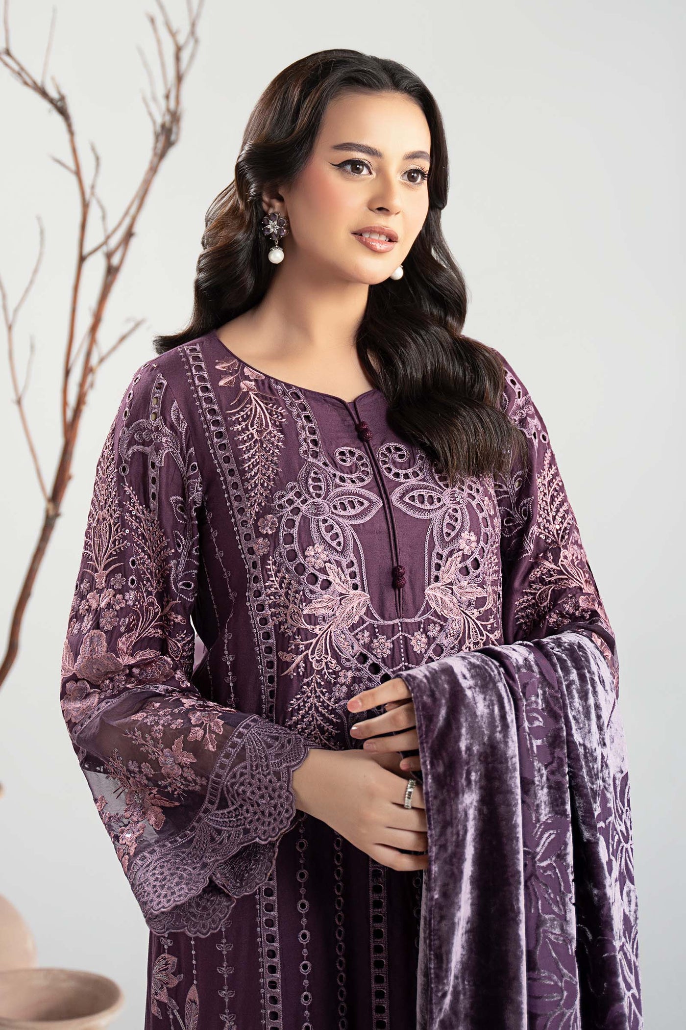 3 Piece Embroidered Linen Suit