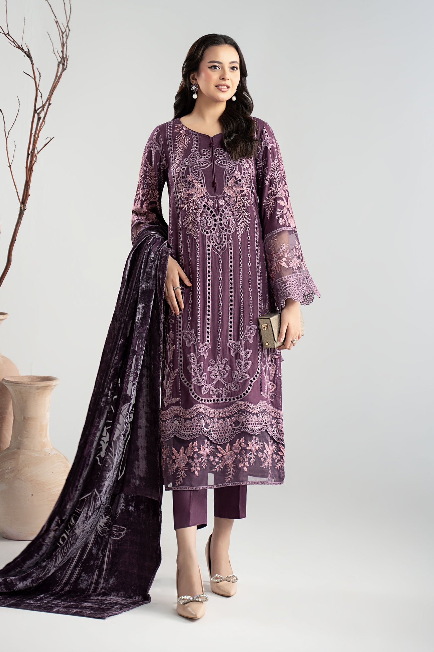 3 Piece Embroidered Linen Suit