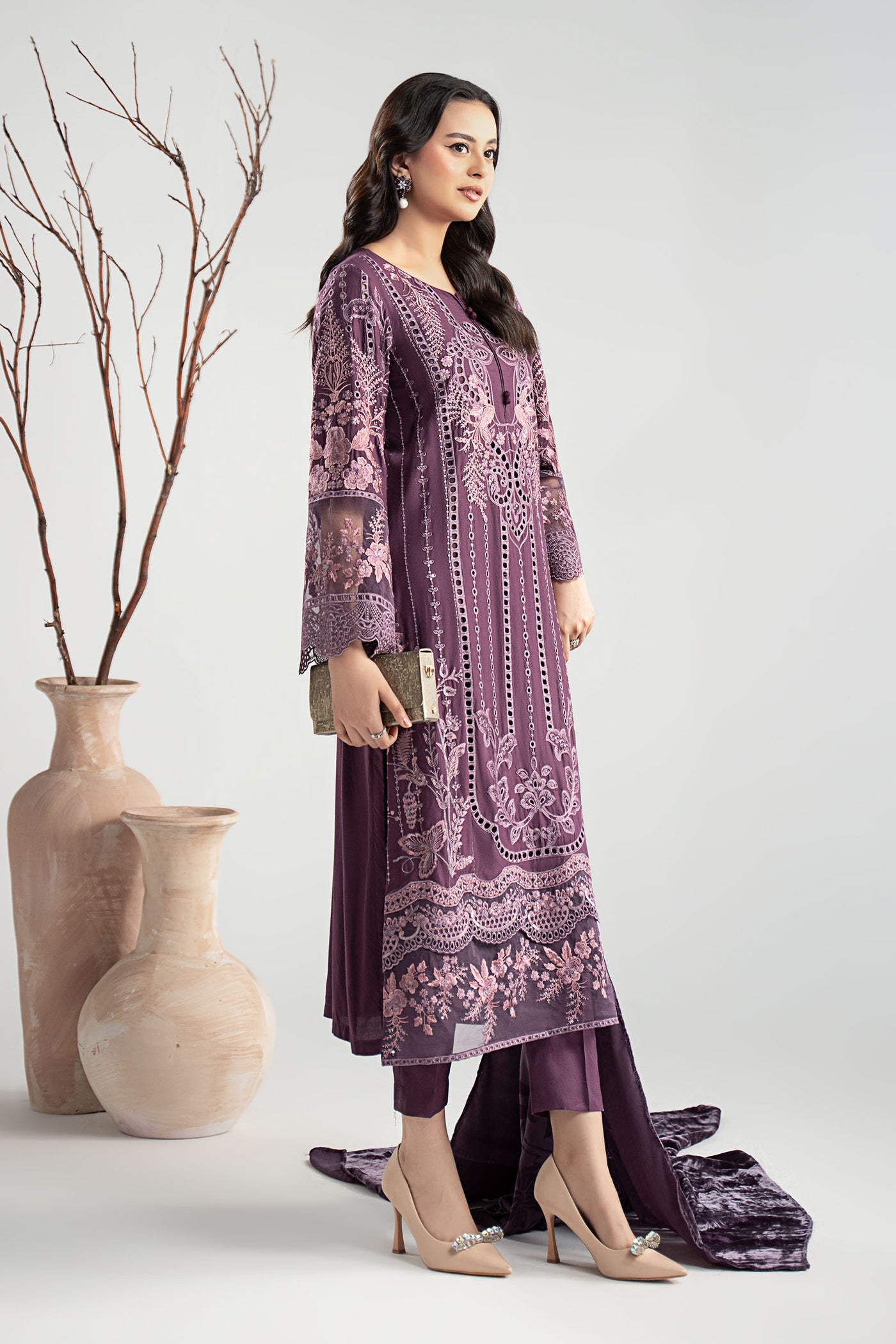 3 Piece Embroidered Linen Suit