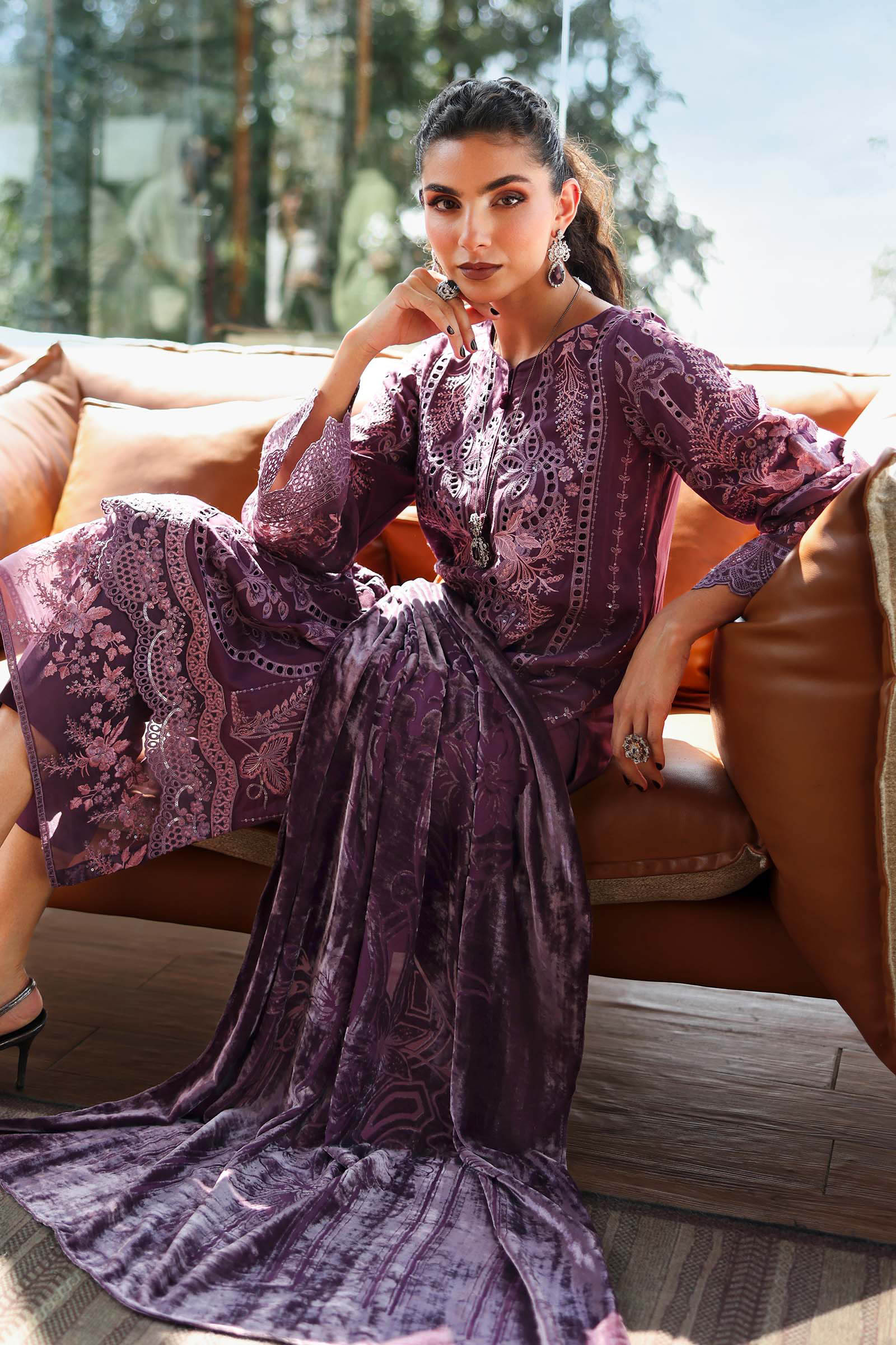 3 Piece Embroidered Linen Suit