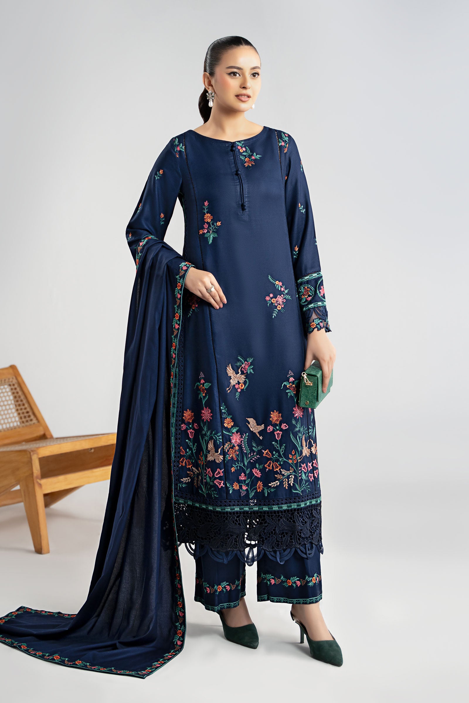 3 Piece Embroidered Marina Suit