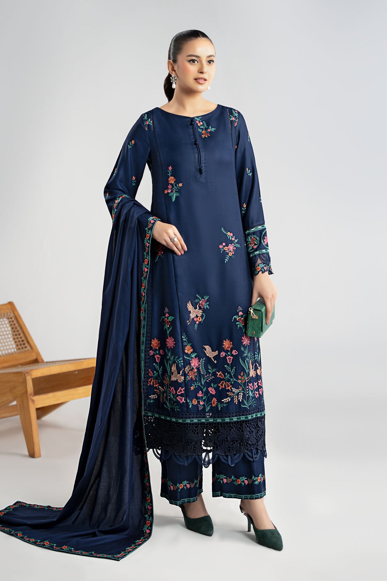 3 Piece Embroidered Marina Suit