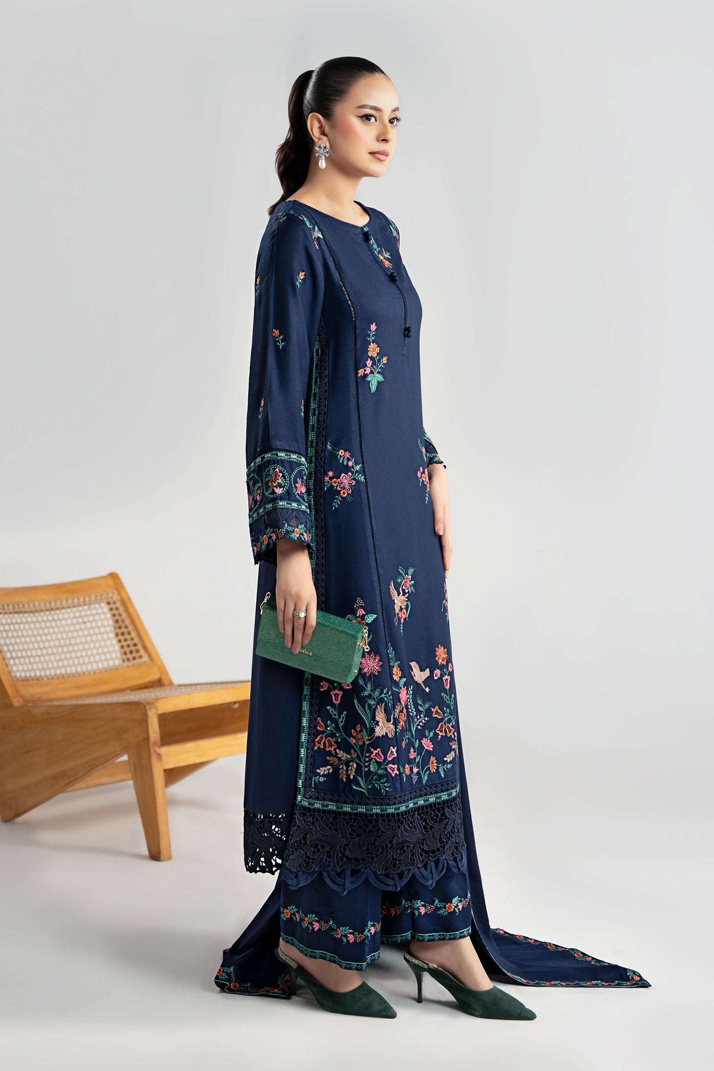 3 Piece Embroidered Marina Suit