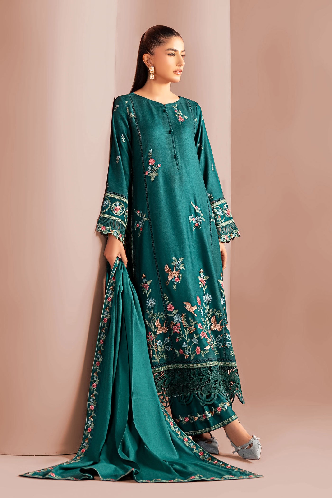 3 Piece Embroidered Marina Suit