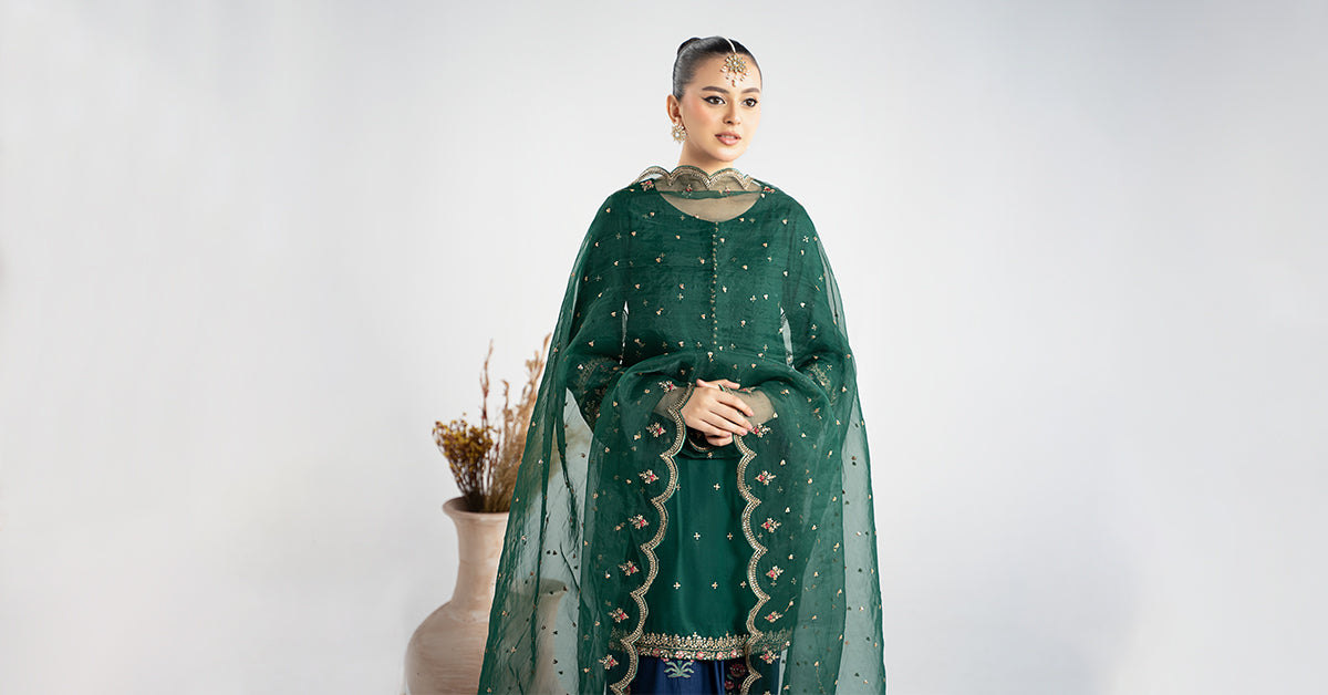 3 Piece Embroidered Linen Suit