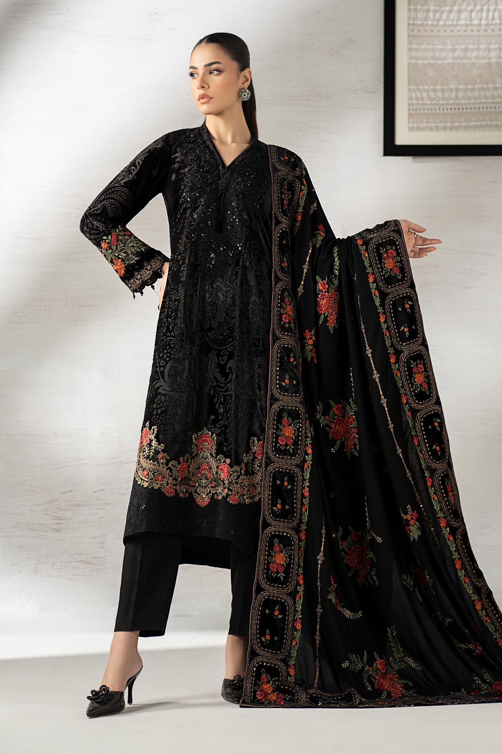 3 Piece Embroidered Palachi Suit