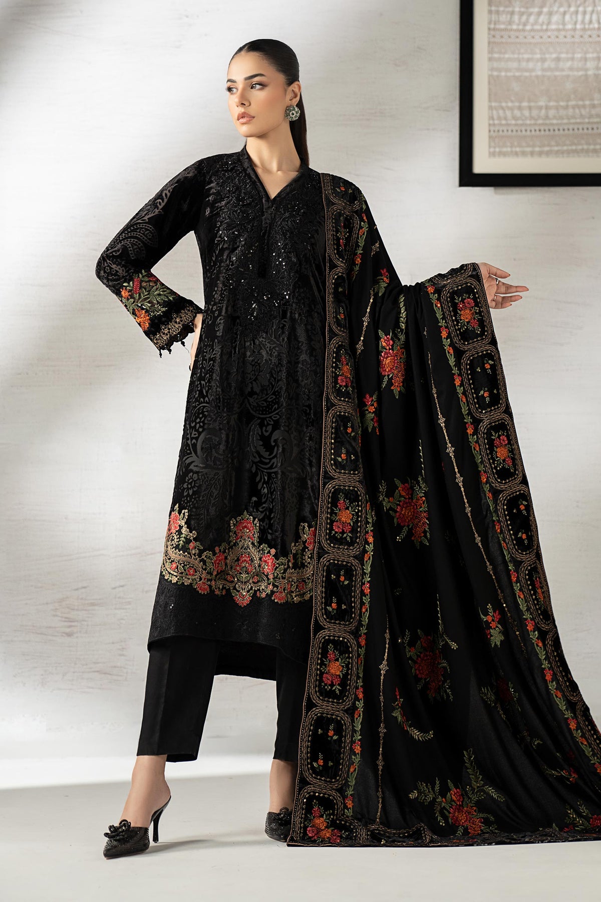 3 Piece Embroidered Palachi Suit