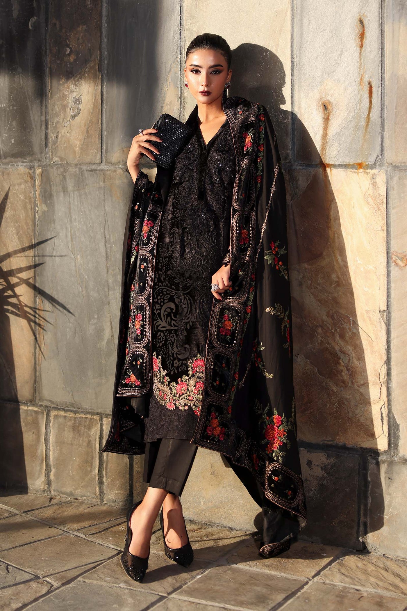 3 Piece Embroidered Palachi Suit