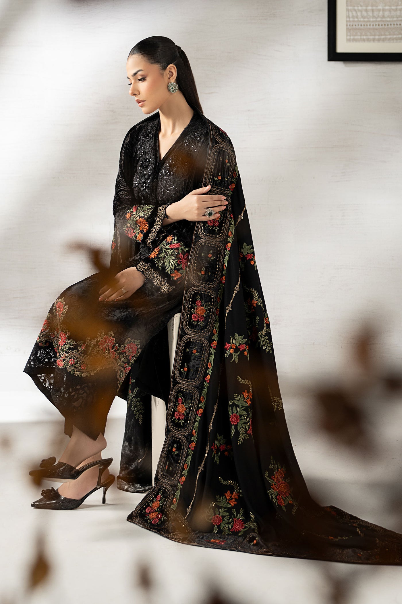 3 Piece Embroidered Palachi Suit