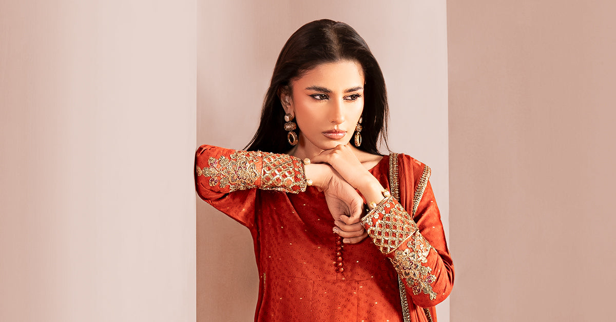 3 Piece Embroidered Filament Viscose Suit