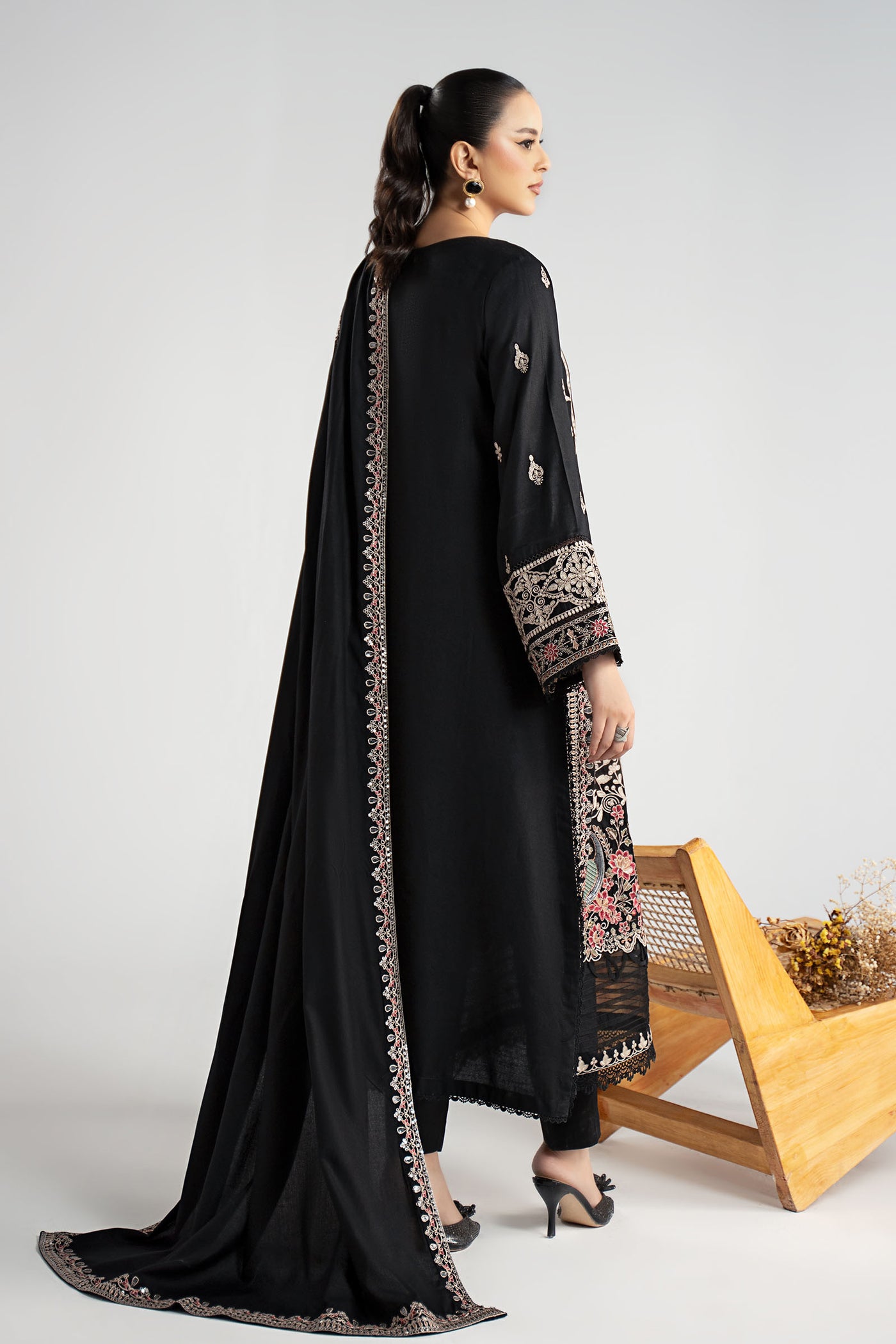 3 Piece Embroidered Linen Suit
