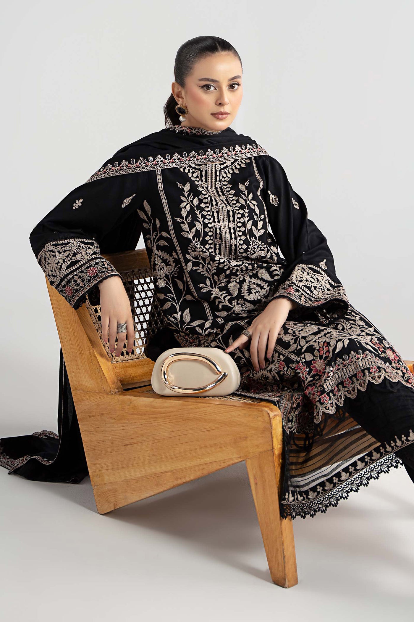 3 Piece Embroidered Linen Suit